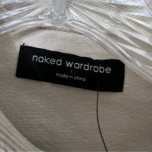 Naked Wardrobe Denim Jean Jacket Women’s Large Cream Beige Cargo Button Up - Picture 4 of 9